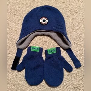Converse Toddler Navy Blue Hat and Mittens Set